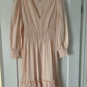 Elegant Peach Long Sleeve Dress
